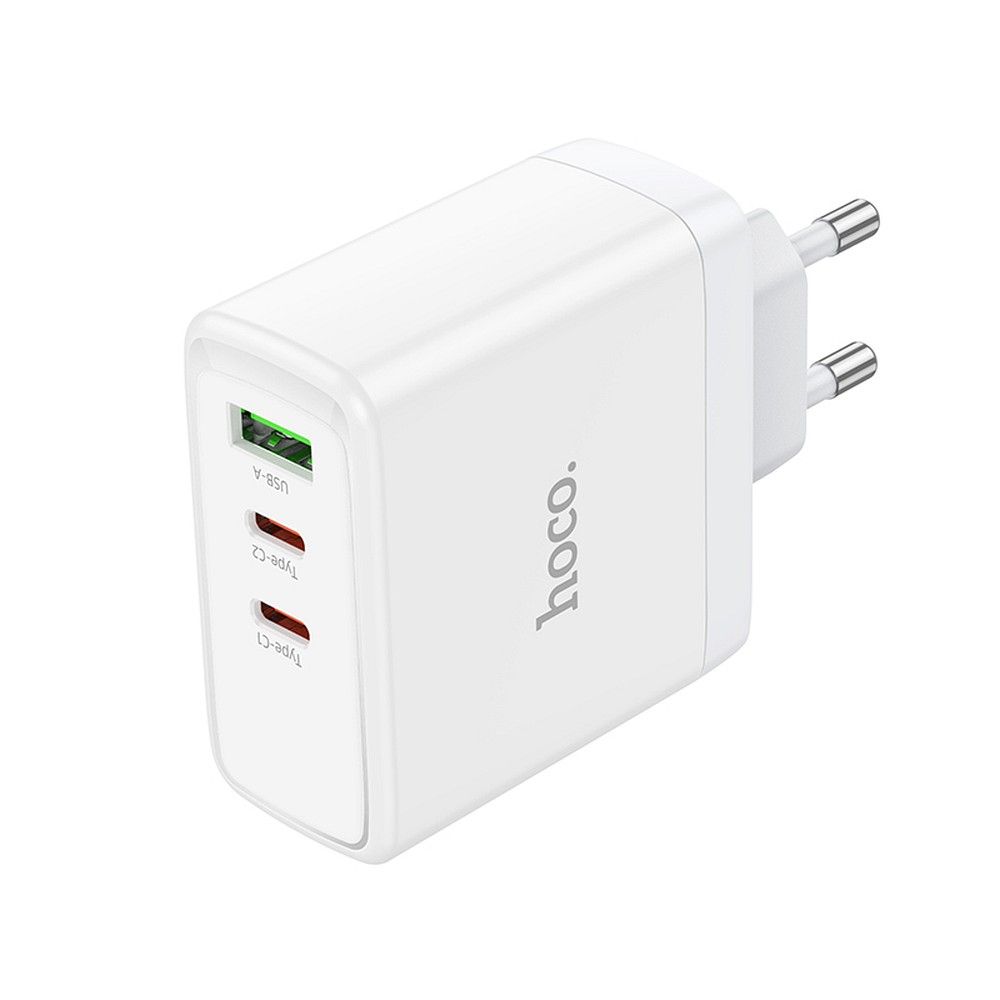 Síťová nabíječka HOCO N30, 65W, 3.25A, 1 x USB-A - 2 x USB-C, Bílá