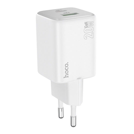Síťová nabíječka HOCO N41, 20W, 3A, 1 x USB-A - 1 x USB-C, Bílá