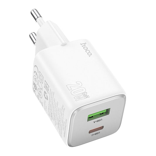 Síťová nabíječka HOCO N41, 20W, 3A, 1 x USB-A - 1 x USB-C, Bílá