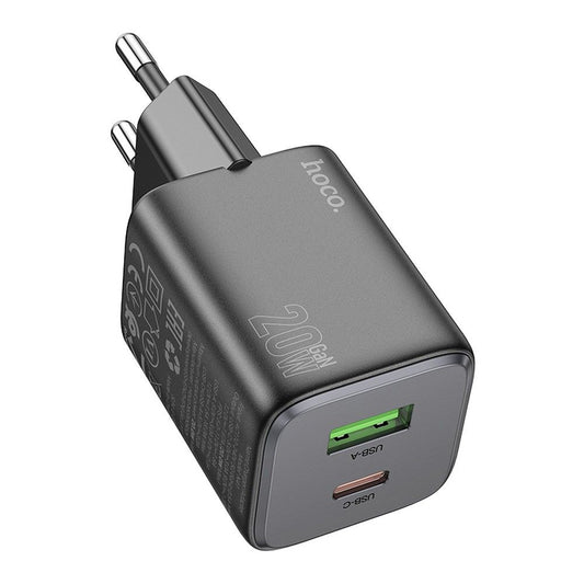 Síťová nabíječka HOCO N41, 20W, 3A, 1 x USB-A - 1 x USB-C, Černá
