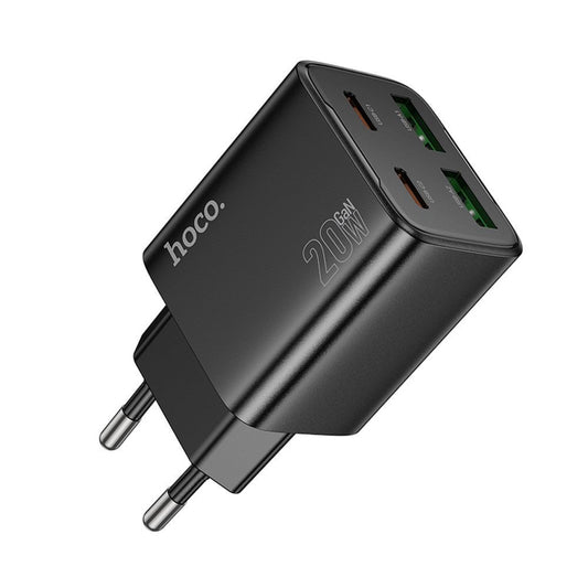 Síťová nabíječka HOCO N55, 20W, 3A, 2 x USB-A - 2 x USB-C, Černá