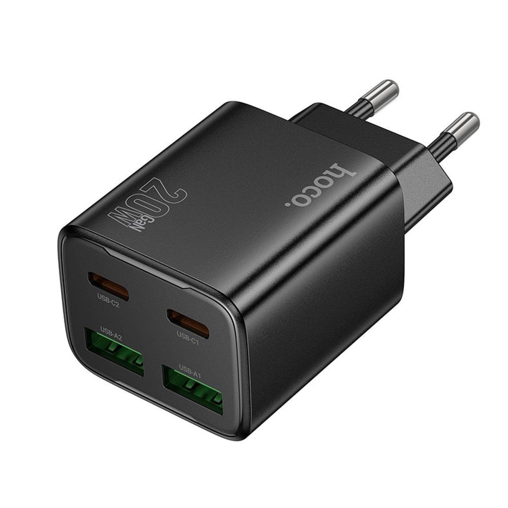 Síťová nabíječka HOCO N55, 20W, 3A, 2 x USB-A - 2 x USB-C, Černá