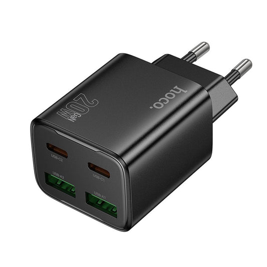 Síťová nabíječka HOCO N55, 20W, 3A, 2 x USB-A - 2 x USB-C, Černá