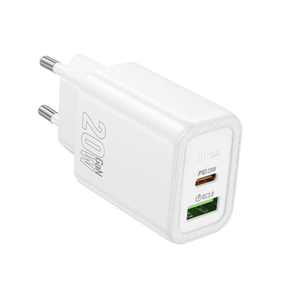 Síťová nabíječka HOCO N61, 20W, 3A, 1 x USB-A - 1 x USB-C, Bílá