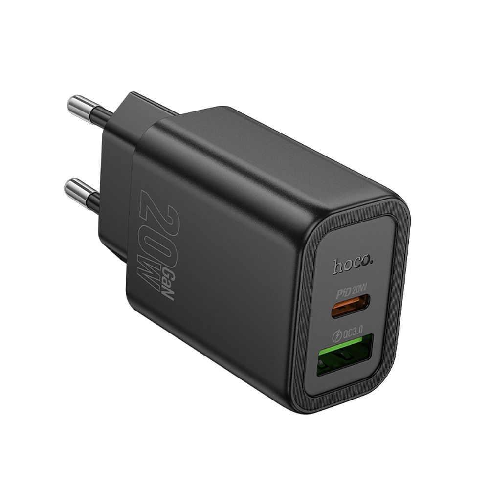 Síťová nabíječka HOCO N61, 20W, 3A, 1 x USB-A - 1 x USB-C, černá