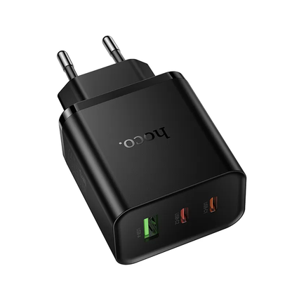Síťová nabíječka HOCO N75, 65W, 3A, 1 x USB-A - 2 x USB-C, Černá