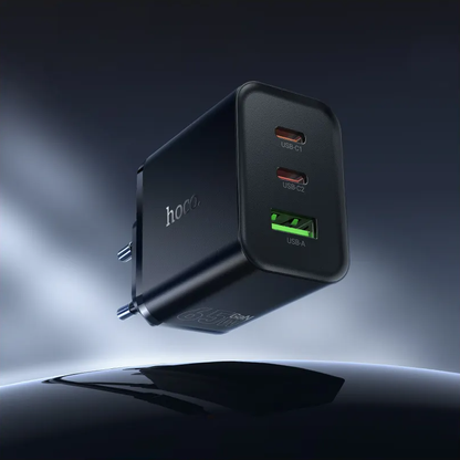 Síťová nabíječka HOCO N75, 65W, 3A, 1 x USB-A - 2 x USB-C, Černá