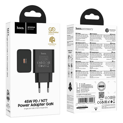 Síťová nabíječka HOCO N77, 45W, 3A, 1 x USB-C, černá