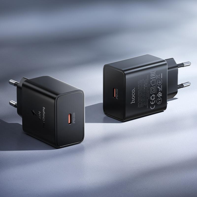 Síťová nabíječka HOCO N77, 45W, 3A, 1 x USB-C, černá