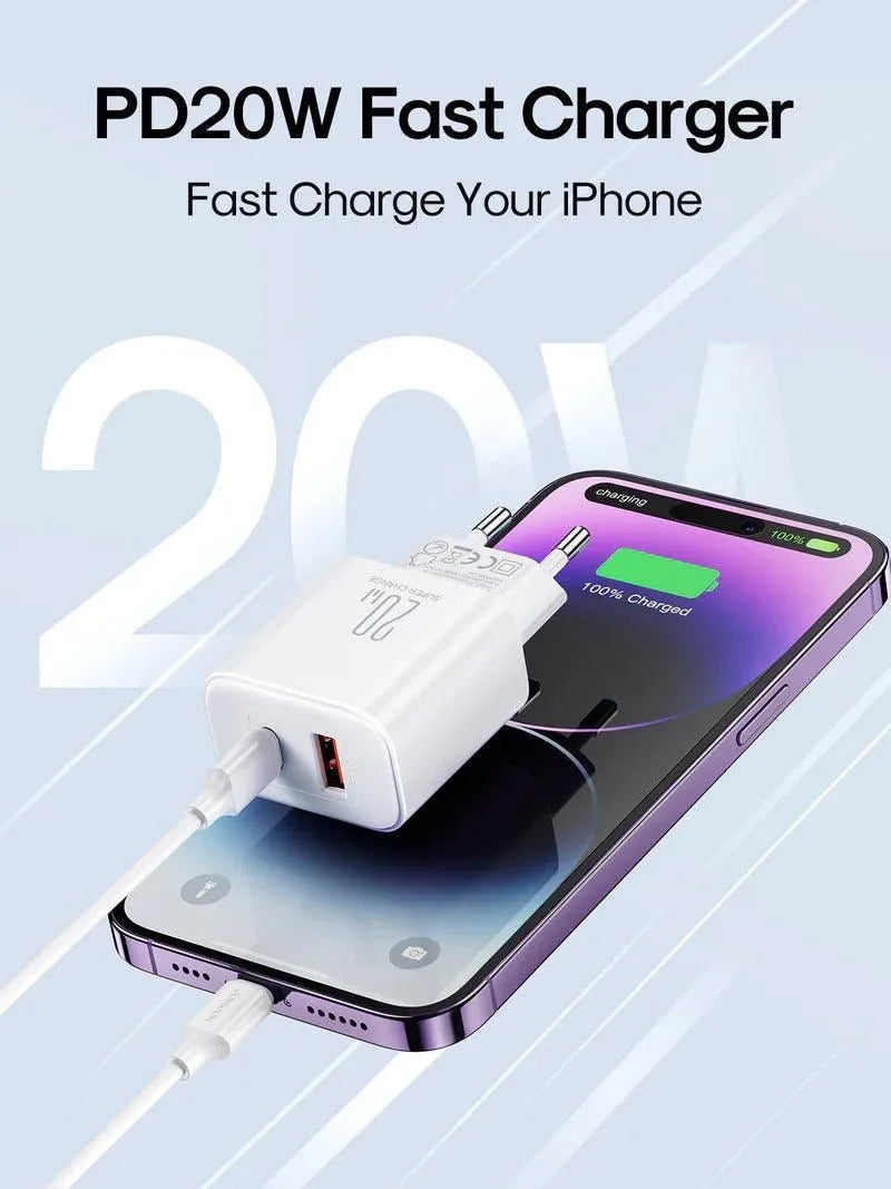 Síťová nabíječka Joyroom JR-TCF05, 20W, 3A, 1 x USB-A - 1 x USB-C, Bílá