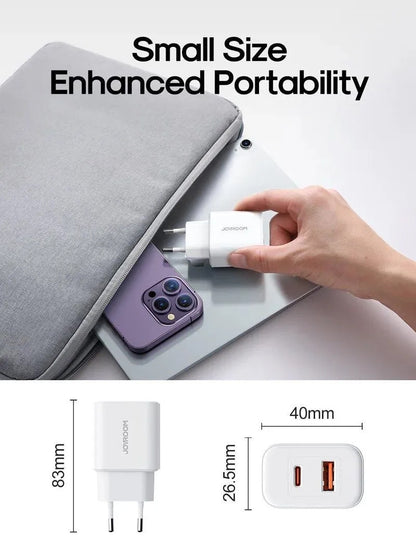 Síťová nabíječka Joyroom JR-TCF05, 20W, 3A, 1 x USB-A - 1 x USB-C, Bílá
