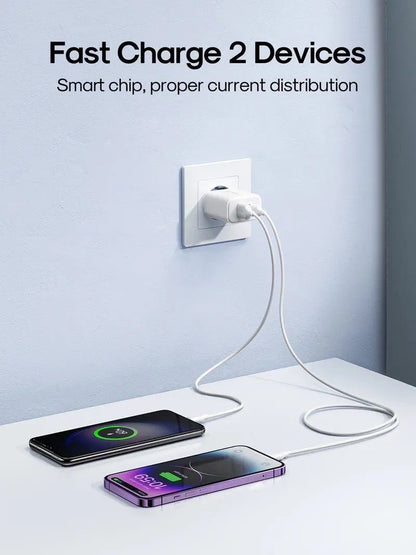 Síťová nabíječka Joyroom JR-TCF05, 20W, 3A, 1 x USB-A - 1 x USB-C, Bílá