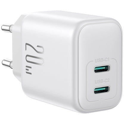 Síťová nabíječka Joyroom JR-TCF12, 20W, 3A, 2 x USB-C, Bílá