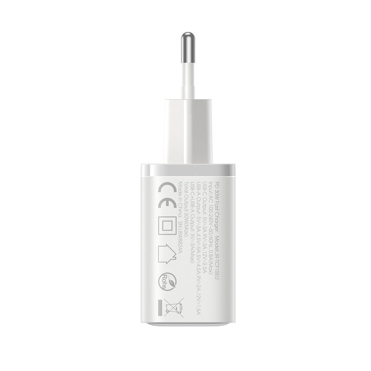 Síťová nabíječka Joyroom JR-TCF15, 30W, 5A, 1 x USB-A - 1 x USB-C, Bílá