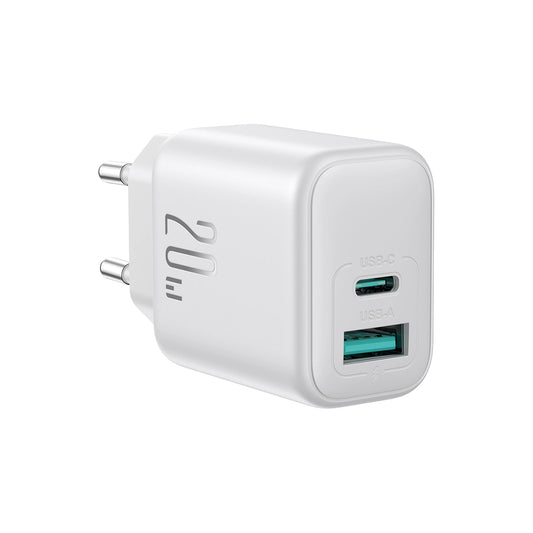 Síťová nabíječka Joyroom JR-TCF21, 20W, 3A, 1 x USB-A - 1 x USB-C, Bílá