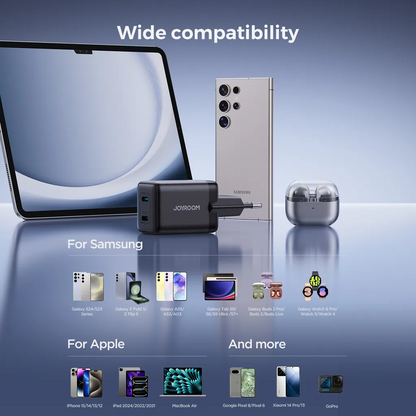 Joyroom JR-TCG17 Network Charger, 45W, 3A, 2 x USB-C, Black