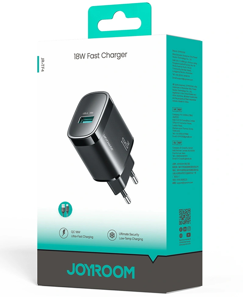 Síťová nabíječka Joyroom JR-TF4, 18W, 3A, 1 x USB-A, černá