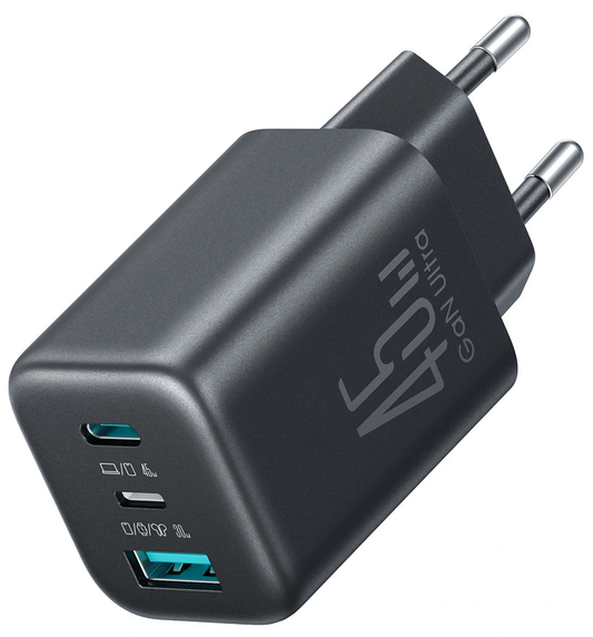 Síťová nabíječka Joyroom JR-TO1, 45W, 3A, 1 x Lightning - 1 x USB-A - 1 x USB-C, černá