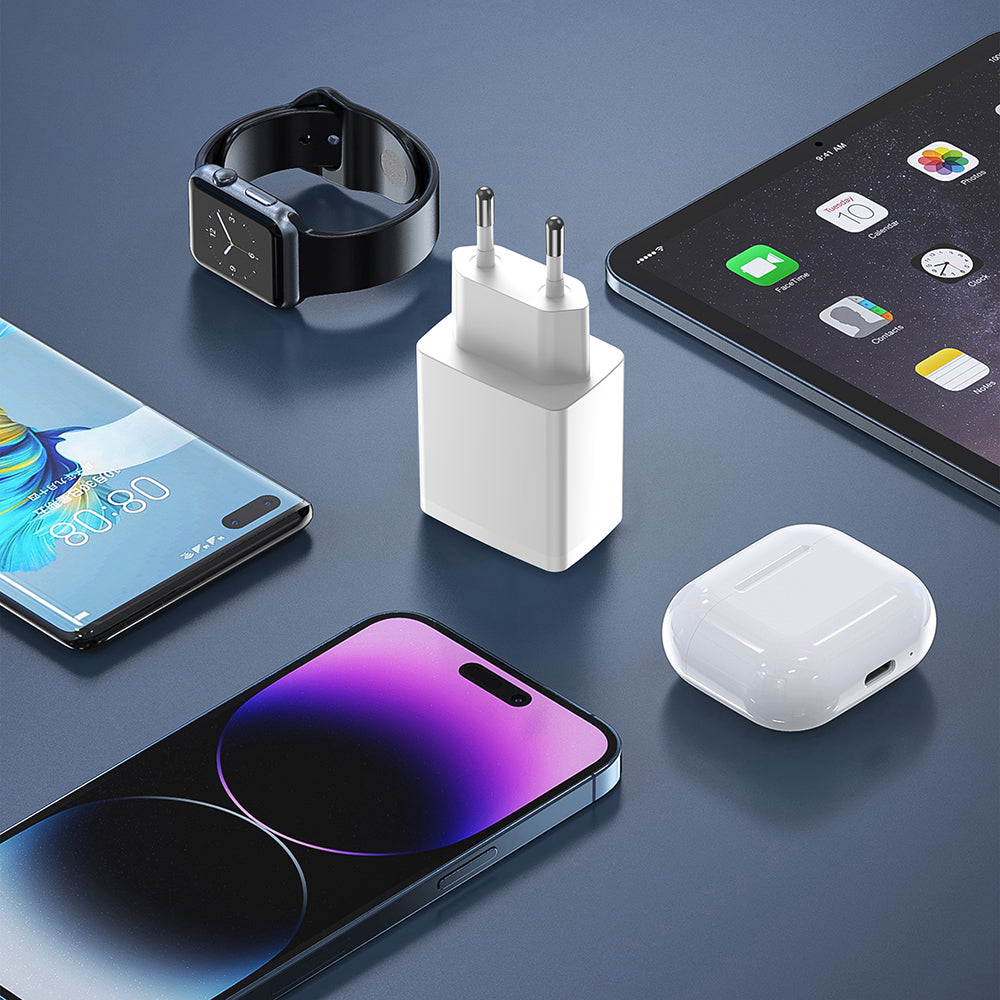 Síťová nabíječka Lito LC09, 20W, 3A, 1 x USB-A - 1 x USB-C, Bílá