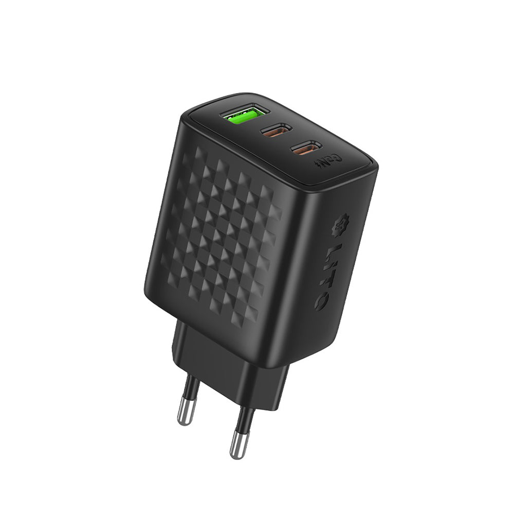Nabíječka Lito LC25, 65W, 3.25A, 1 x USB-A - 2 x USB-C, černá