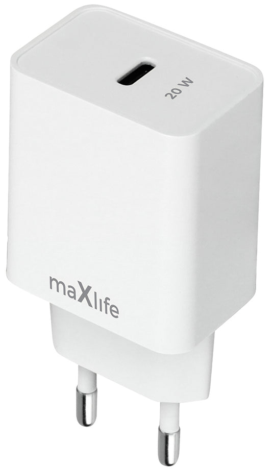 Síťová nabíječka MaXlife MXTC-13-20C, 20W, 3A, 1 x USB-C, Bílá