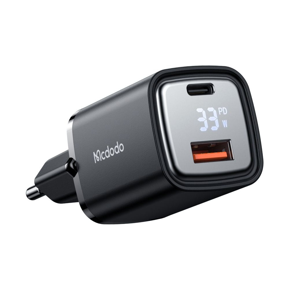 Síťová nabíječka McDodo CH-1701 Graphite Display, 33W, 3A, 1 x USB-A - 1 x USB-C, Černá