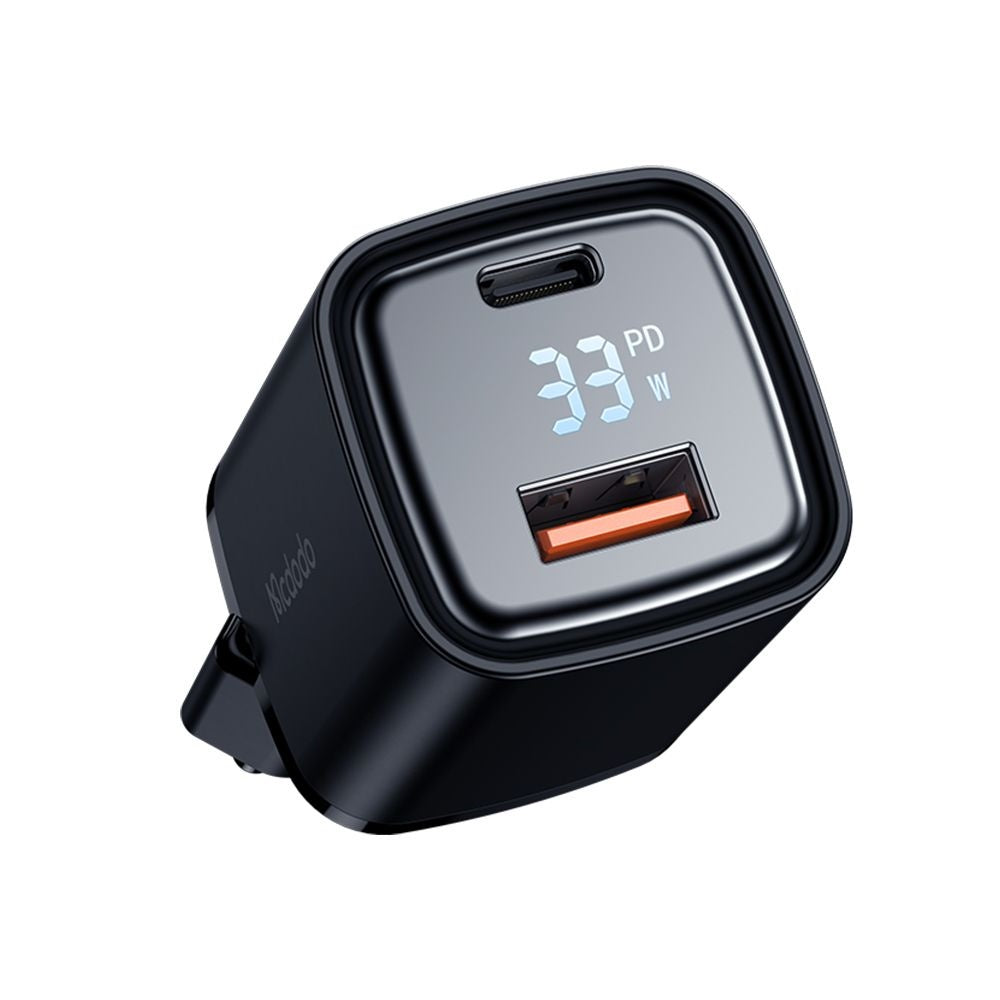 Síťová nabíječka McDodo CH-1701 Graphite Display, 33W, 3A, 1 x USB-A - 1 x USB-C, Černá