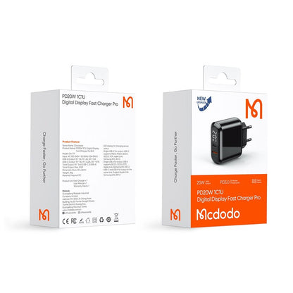 Síťová nabíječka McDodo CH-7170 Chocolate Display, 20W, 3A, 1 x USB-A - 1 x USB-C, černá