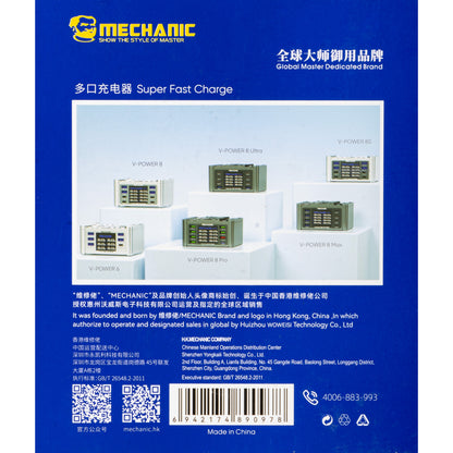 Nabíječka stanice Mechanic V-Power Max s displejem, 115W, 3A, 4 x USB-A - 4 x USB-C, Černá