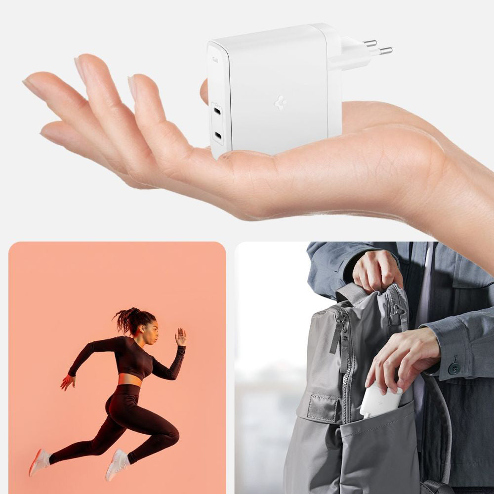 Síťová nabíječka Spigen Arcstation Pro, 140W, 3.25A, 2 x USB-C, Bílá