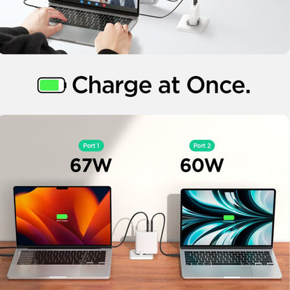 Síťová nabíječka Spigen Arcstation Pro, 140W, 3.25A, 2 x USB-C, Bílá