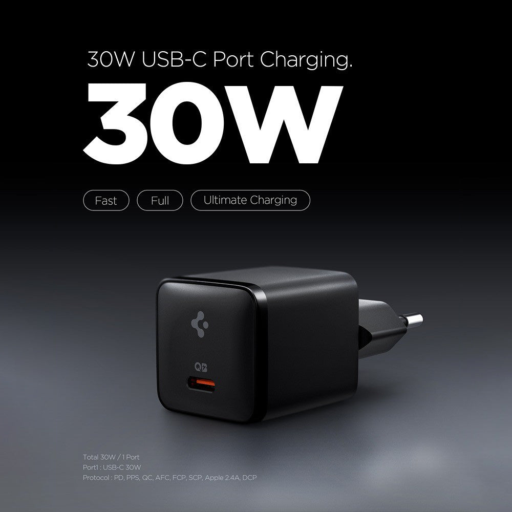 Síťová nabíječka Spigen EE301EU Essential, 30W, 3A, 1 x USB-C, černá ACH09493