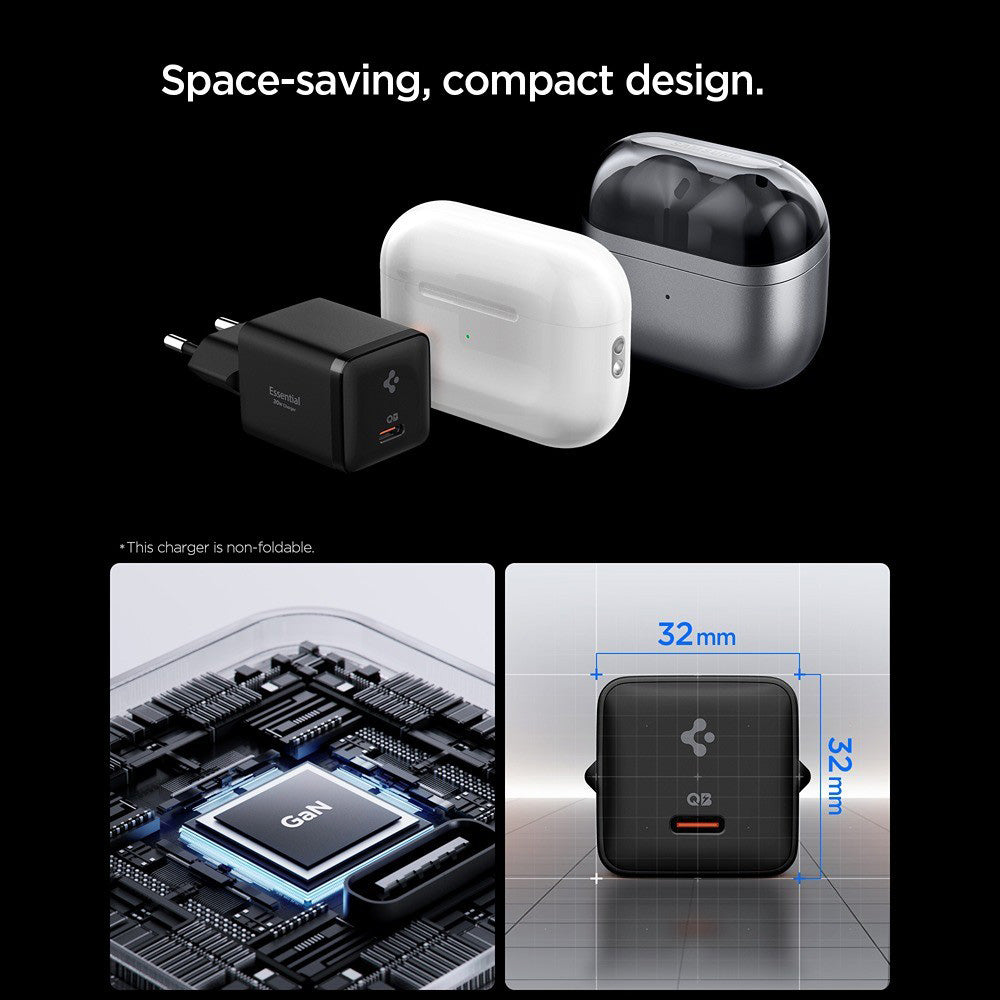 Síťová nabíječka Spigen EE301EU Essential, 30W, 3A, 1 x USB-C, černá ACH09493