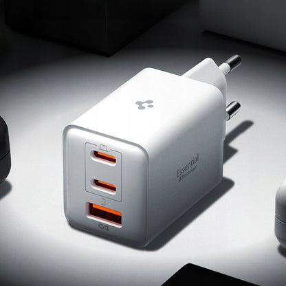 Síťová nabíječka Spigen EE473EU Essential, 47W, 3A, 1 x USB-A - 2 x USB-C, Bílá ACH09464