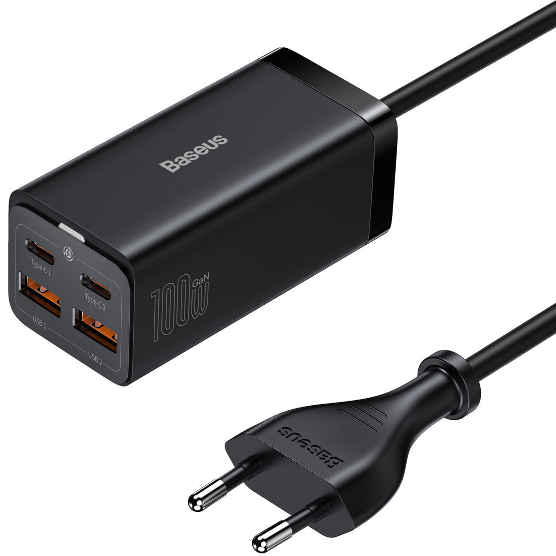 Nabíječka Baseus GaN3 Pro, 100W, 5A, 2 x USB-A - 2 x USB-C, Černá CCGP000101