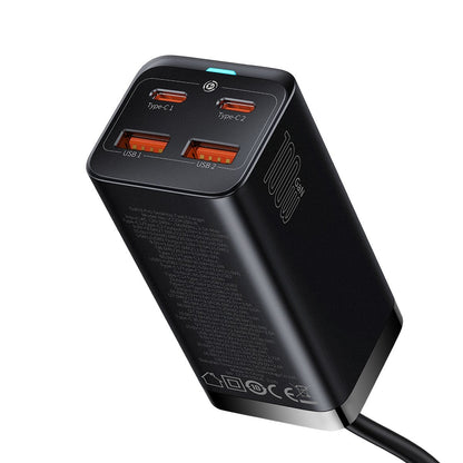 Nabíječka Baseus GaN3 Pro, 100W, 5A, 2 x USB-A - 2 x USB-C, Černá CCGP000101