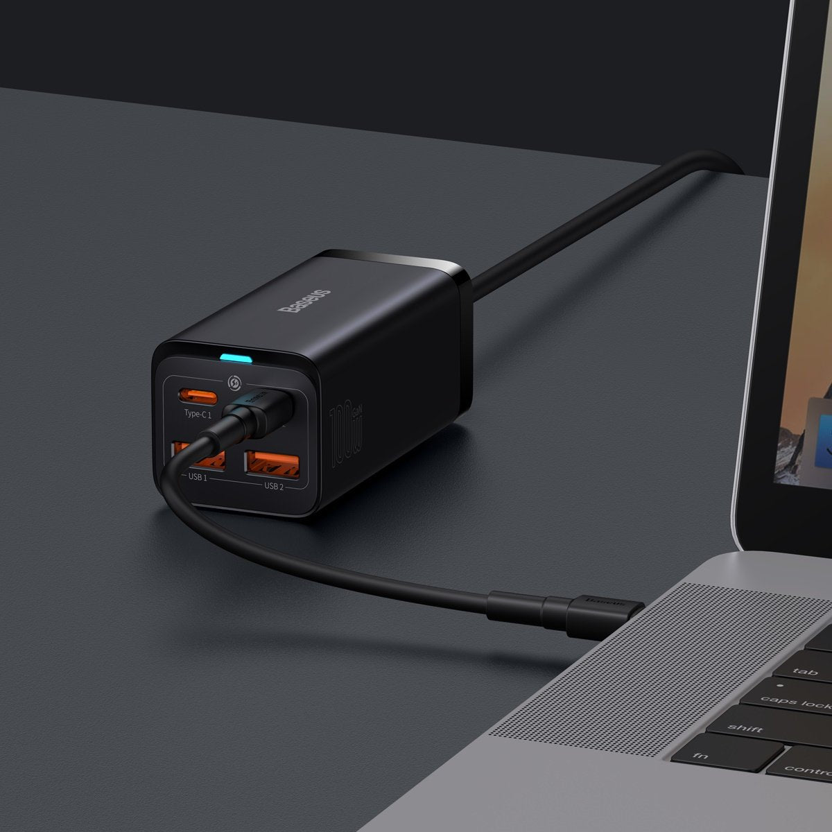 Nabíječka Baseus GaN3 Pro, 100W, 5A, 2 x USB-A - 2 x USB-C, Černá CCGP000101