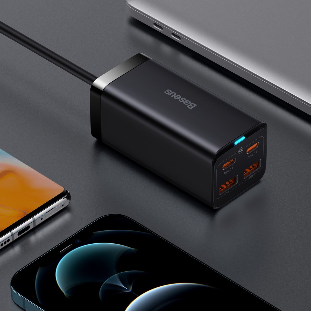 Nabíječka Baseus GaN3 Pro, 100W, 5A, 2 x USB-A - 2 x USB-C, Černá CCGP000101