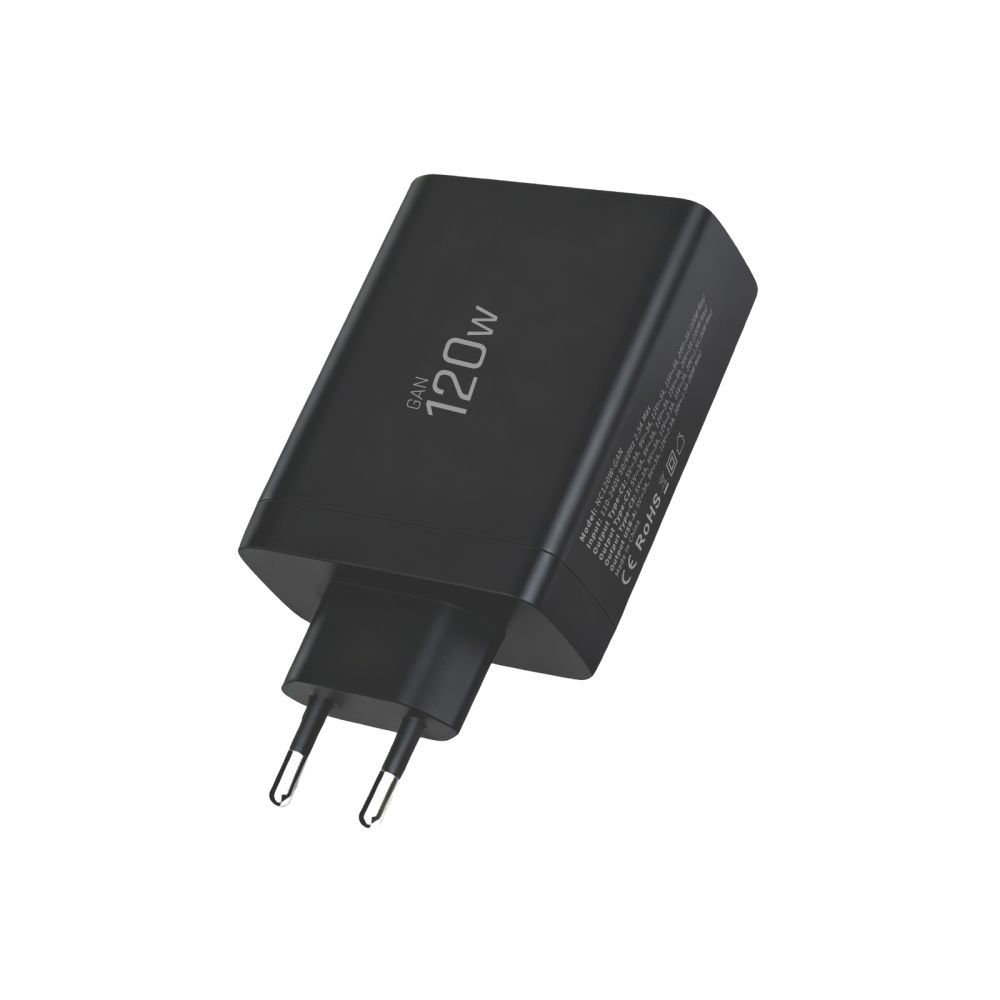 Síťová nabíječka Tech-Protect NC120W-GAN, 120W, 5A, 1 x USB-A - 3 x USB-C, Černá