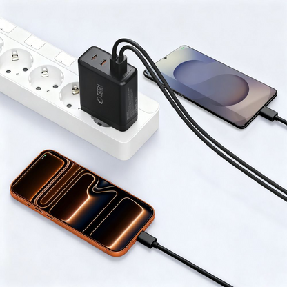 Síťová nabíječka Tech-Protect NC140W-GAN, 140W, 5A, 1 x USB-A - 3 x USB-C, černá