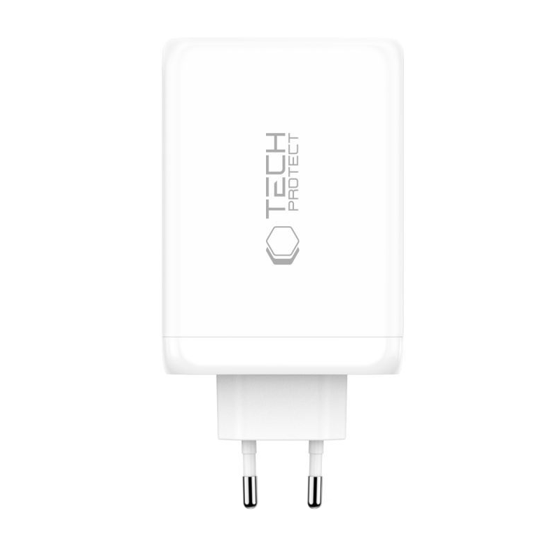 Síťová nabíječka Tech-Protect NC240W-GAN, 240W, 5A, 1 x USB-A - 3 x USB-C, Bílá