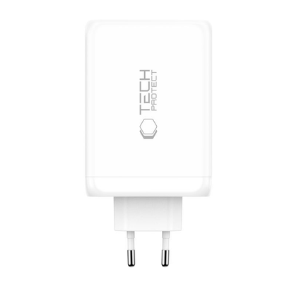 Síťová nabíječka Tech-Protect NC240W-GAN, 240W, 5A, 1 x USB-A - 3 x USB-C, Bílá