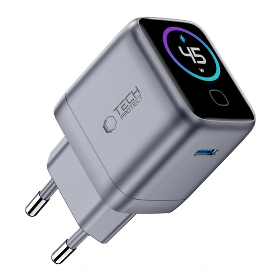 Síťová nabíječka Tech-Protect NC45W Display, 45W, 3A, 1 x USB-C, šedá