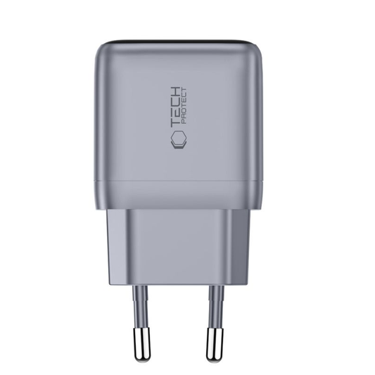 Síťová nabíječka Tech-Protect NC45W Display, 45W, 3A, 1 x USB-C, šedá