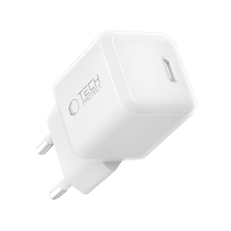 Síťová nabíječka Tech-Protect NCM25, 25W, 3A, 1 x USB-C, bílá