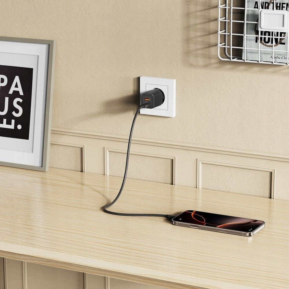 Síťová nabíječka Tech-Protect NCM33W, 33W, 3A, 1 x USB-A - 1 x USB-C, Černá