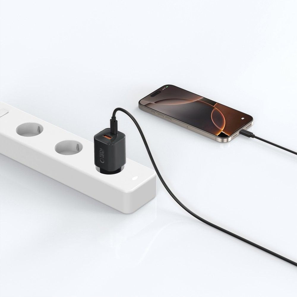 Síťová nabíječka Tech-Protect NCM33W, 33W, 3A, 1 x USB-A - 1 x USB-C, Černá