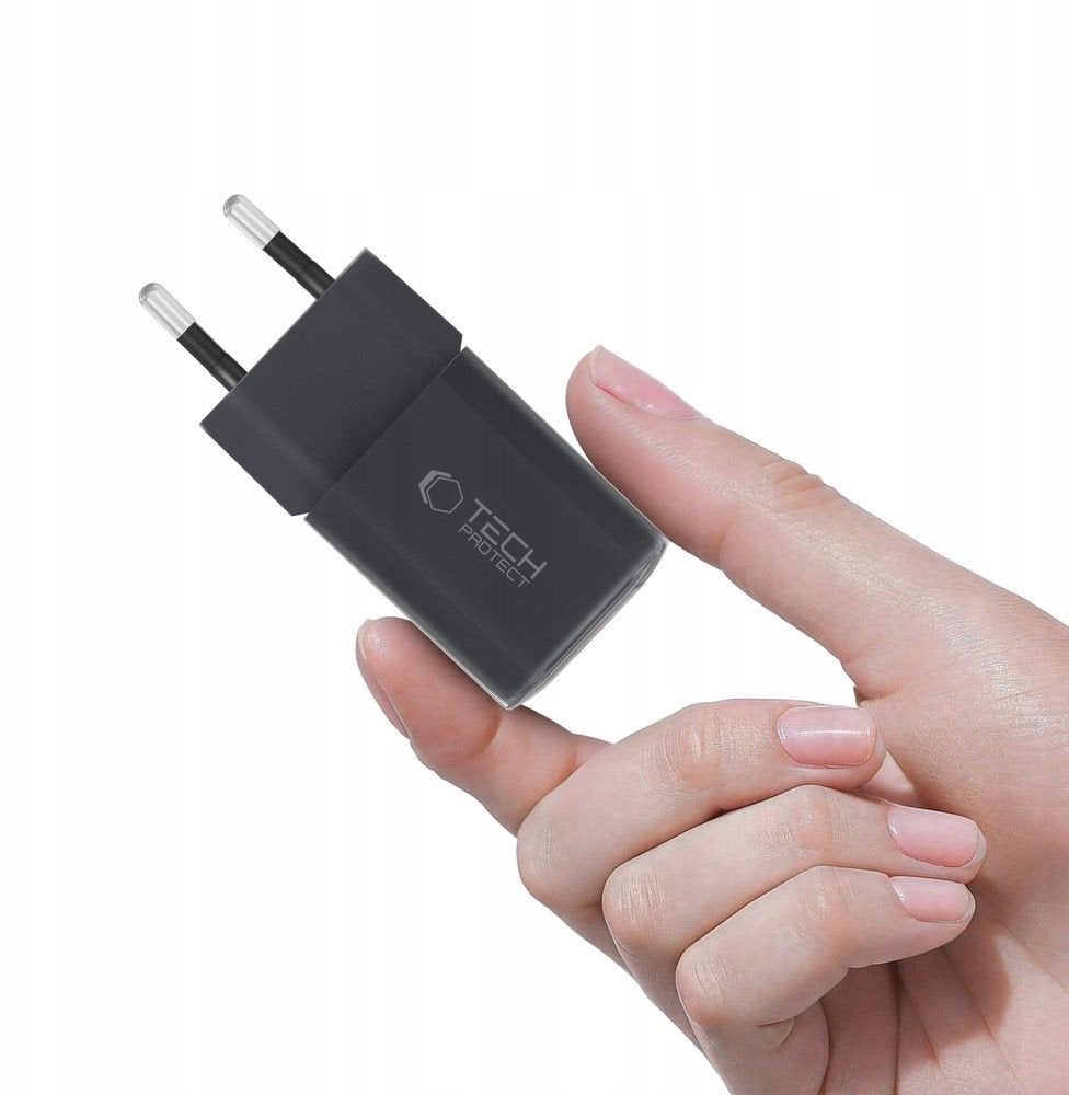 Síťová nabíječka Tech-Protect NCM33W, 33W, 3A, 1 x USB-A - 1 x USB-C, Černá