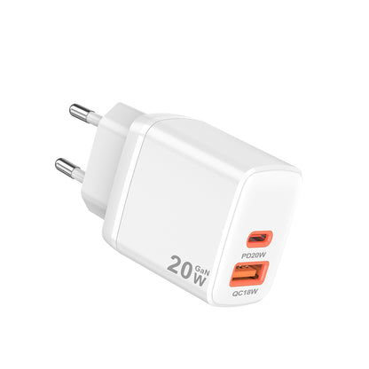 Síťová nabíječka Techsuit CH2 Duonix, 20W, 3A, 1 x USB-A - 1 x USB-C, Bílá