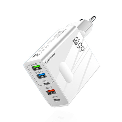 Síťová nabíječka Techsuit CHC1 PentaXPower, 25W, 3A, 3 x USB-A - 2 x USB-C, Bílá